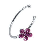 Load image into Gallery viewer, Nostril Piercing Nasenring 925 Sterling Silber Kristall Blume lila Glitzer Kugelenden - chic - net.de
