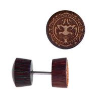 Load image into Gallery viewer, Fake Holz Plug Piercing Edelstahl Inlay Türkis Perlmutt verschiedene Motive
