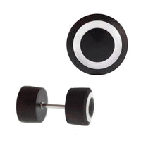 Load image into Gallery viewer, Fake Holz Plug Piercing Edelstahl Inlay Türkis Perlmutt verschiedene Motive
