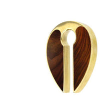 Load image into Gallery viewer, Ohrgewicht Brass 14mm Tropfen Schlüsselloch Holz Inlay - chic - net.de
