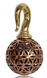 Load image into Gallery viewer, Ohrgewicht Kugel Lebensblume 4mm Piercing Brass Ohrring gold Hook Bronze rötlich - chic - net.de
