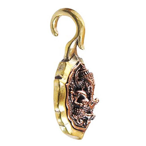 Ohrgewichte Piercing Ganesha Om Brass antik golden Kupfer Inlay rotgolden 20 g - chic - net.de
