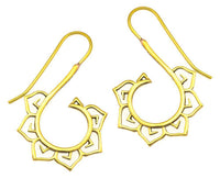 Load image into Gallery viewer, Ohrhänger Blume Haken offen Messing Brass antik golden Tribal Piercing Ohrringe - chic - net.de
