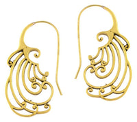 Load image into Gallery viewer, Ohrhänger Spiralen lange Bögen Messing Brass antik golden Tribal Piercing Ohrringe - chic - net.de
