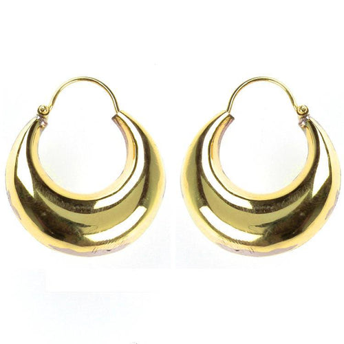 Ohrringe 17 mm Creolen Sichel dick glänzend Messing antik golden Tribal nickelfrei Piercing Schmuck - chic - net.de