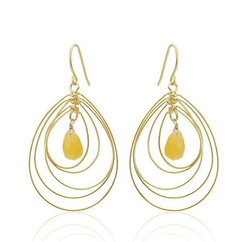 Ohrringe 18 karat vergoldet Stein Tropfen orange dreidimensional nickelfrei facettiert gold - chic - net.de