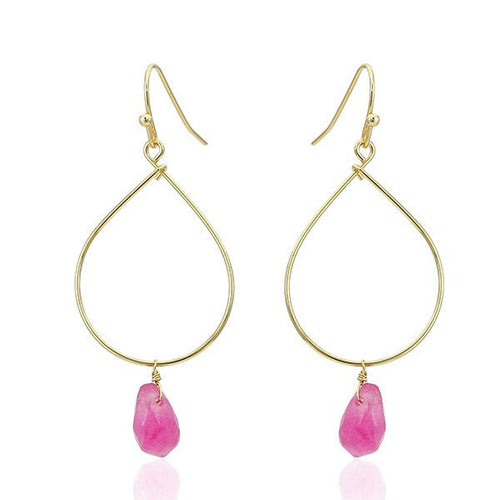 Ohrringe 18 karat vergoldet Stein Tropfen rosa facettiert 45 mm nickelfrei gold - chic - net.de