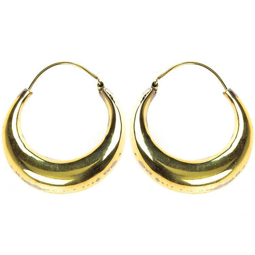 Ohrringe 30 mm Creolen Sichel dick glänzend Messing antik golden Tribal nickelfrei Piercing Schmuck - chic - net.de