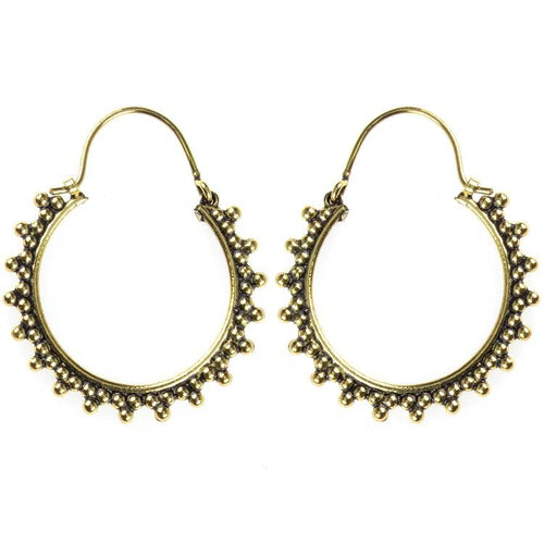 Ohrringe dunkel Perlen Dreiecke rund Messing Brass antik golden Tribal nickelfrei Schmuck Piercing - chic - net.de