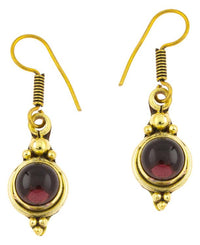 Load image into Gallery viewer, Ohrringe Kreis Amethyst Punkte Dreiecke Messing Brass antik golden Tribal Ohrhänger - chic - net.de
