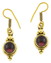 Load image into Gallery viewer, Ohrringe Kreis Amethyst Punkte Dreiecke Messing Brass antik golden Tribal Ohrhänger - chic - net.de

