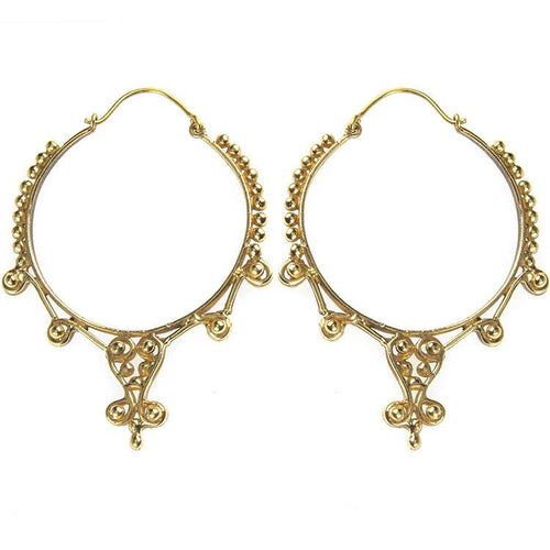 Ohrringe Kreis Tropfen Kugeln Spiralen Messing antik golden Tribal Brass nickelfrei Piercing Schmuck - chic - net.de