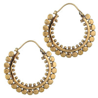 Load image into Gallery viewer, Ohrringe Kreise Punkte rund 30 mm Messing Brass antik golden Tribal Schmuck Piercing - chic - net.de
