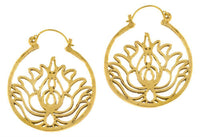 Load image into Gallery viewer, Ohrringe Lotusblume Kreis Rand Messing Brass antik golden Tribal Schmuck - chic - net.de
