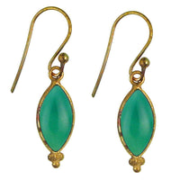 Load image into Gallery viewer, Ohrringe Mandel grüner Onyx Messing antik golden Tribal Ohrhänger Brass Schmuck - chic - net.de
