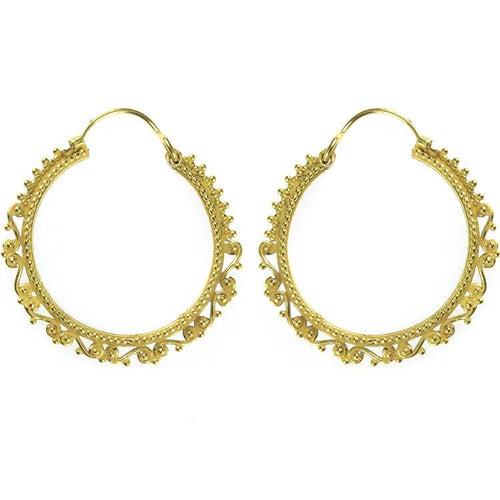 Ohrringe Punkte Spiralen liegend rund Messing Brass antik golden Tribal nickelfrei Schmuck Piercing - chic - net.de