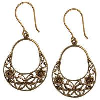 Load image into Gallery viewer, Ohrringe Schmetterling Blumen Kreis Rand Messing Brass antik golden Tribal Schmuck - chic - net.de
