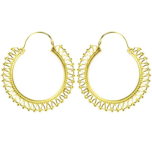 Ohrringe Seil Tropfen Punkte Kreis Messing Brass antik golden Tribal nickelfrei Schmuck Piercing - chic - net.de