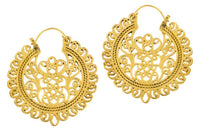 Load image into Gallery viewer, Ohrringe verschnörkelt Kreis Rand Messing Brass antik golden Tribal Schmuck - chic - net.de
