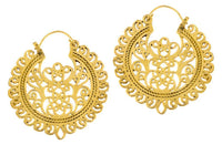 Load image into Gallery viewer, Ohrringe verschnörkelt Kreis Rand Messing Brass antik golden Tribal Schmuck - chic - net.de
