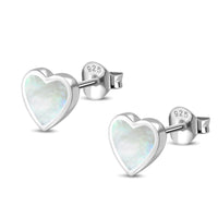 Load image into Gallery viewer, Ohrstecker 925 Sterling Silber Herz Stein eingefasst - chic - net.de
