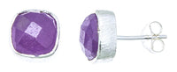 Load image into Gallery viewer, Ohrstecker Amethyst lila Quadrat 6 mm 925er Sterlingsilber facettiert Rillen Rand - chic - net.de
