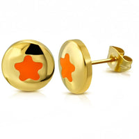 Load image into Gallery viewer, Ohrstecker Edelstahl Emaille gold orange Stern rund - chic - net.de
