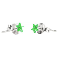 Load image into Gallery viewer, Ohrstecker Glas transparent hellgrün scheinend, 5 mm Ø, facettiert, glitzernd, 925er Sterlingsilber - Stift - chic - net.de
