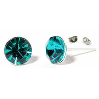 Load image into Gallery viewer, Ohrstecker Glas transparent hellgrün scheinend, 5 mm Ø, facettiert, glitzernd, 925er Sterlingsilber - Stift - chic - net.de
