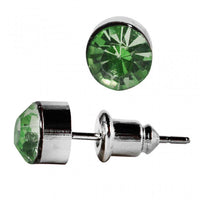 Load image into Gallery viewer, Ohrstecker Glas transparent hellgrün scheinend, 5 mm Ø, facettiert, glitzernd, 925er Sterlingsilber - Stift - chic - net.de
