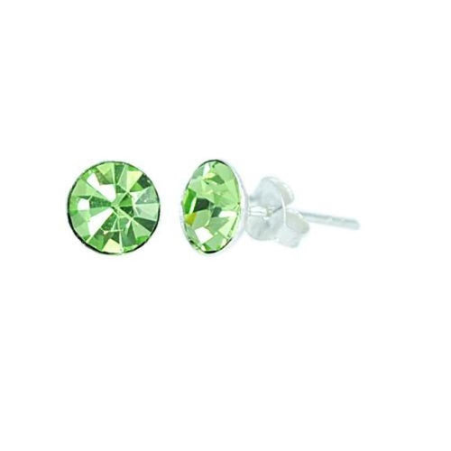 Ohrstecker Glas transparent hellgrün scheinend, 5 mm Ø, facettiert, glitzernd, 925er Sterlingsilber - Stift - chic - net.de