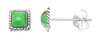 Load image into Gallery viewer, Ohrstecker Howlith Quadrat 6 mm Seilrand 925er Sterlingsilber Stein grün unisex - chic - net.de

