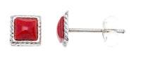 Load image into Gallery viewer, Ohrstecker Jaspis Quadrat 6 mm Seilrand 925er Sterlingsilber Stein rot unisex - chic - net.de

