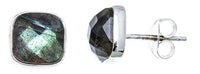 Load image into Gallery viewer, Ohrstecker Labradorit Quadrat 8 mm 925er Sterlingsilber Rand facettiert gewölbt bunt grau - chic - net.de
