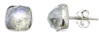 Load image into Gallery viewer, Ohrstecker Mondstein Quadrat 8 mm 925er Sterlingsilber Rand facettiert weiß gewölbt - chic - net.de
