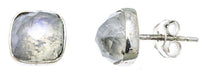 Load image into Gallery viewer, Ohrstecker Mondstein Quadrat 8 mm 925er Sterlingsilber Rand facettiert weiß gewölbt - chic - net.de
