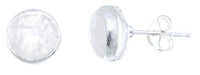 Load image into Gallery viewer, Ohrstecker Mondstein rund 8 mm Rand 925er Sterlingsilber gebürstet facettiert weiß - chic - net.de
