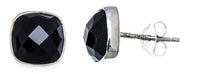 Load image into Gallery viewer, Ohrstecker Onyx Quadrat 8 mm 925er Sterlingsilber Rand facettiert schwarz gewölbt - chic - net.de
