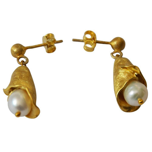 Ohrstecker vergoldet 925 Silber Perle Glockenblume - chic - net.de