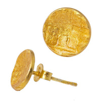 Load image into Gallery viewer, Ohrstecker vergoldet 925er Silber Scheibe konkav Linien 10 mm Goldschmiedearbeit - chic - net.de
