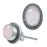 Load image into Gallery viewer, Ohrstecker weiß Mondstein oval, silber Rand Zopfmuster Rand Ohrringe 925er Sterlingsilber - chic - net.de

