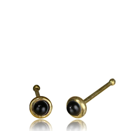 Onyx schwarz Nasenstecker Nostril Tragus antik golden Messing rund 8 mm lang - chic - net.de