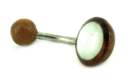 Organic Perlmutt Tamarind Holz braun weiß Bauchnabelpiercing Scheibe Bananenpiercing Edelstahl - chic - net.de