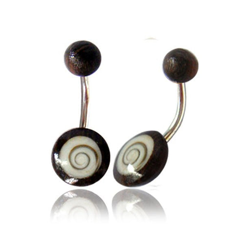 Organic Shivaauge Tamarind Holz braun Bauchnabelpiercing Scheibe Bananenpiercing Edelstahl - chic - net.de