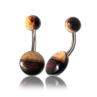 Load image into Gallery viewer, Organic Tamarinden Holz zweifarbig Bauchnabelpiercing Scheibe rot hell Bananenpiercing Edelstahl - chic - net.de

