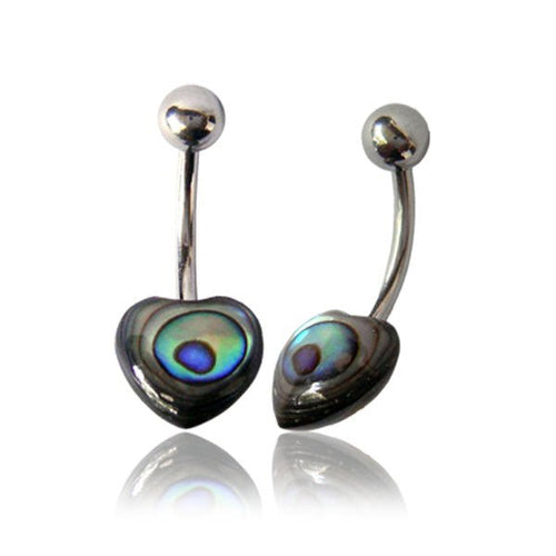 Paua Abalone Bauchnabelpiercing Kugel Herz Bananenpiercing Edelstahl bunt schillernd - chic - net.de