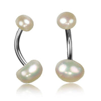 Load image into Gallery viewer, Perlen Bauchnabelpiercing Edelstahl Kugeln weiß lila 1,6 mm - chic - net.de
