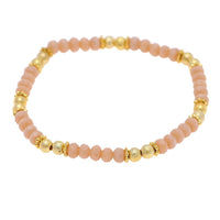 Load image into Gallery viewer, Perlenarmband Brass golden altrosa facettiert raue Kugeln Ringe verstellbar - chic - net.de
