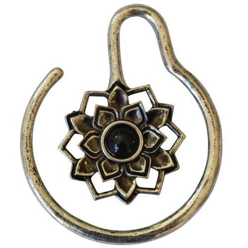 Piercing 14g Ohrgewicht White Brass Blume Onyx 4mm Spirale - chic - net.de