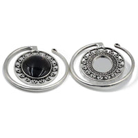 Cargar imagen en el visor de la galería, Piercing Ohrgewicht Brass oval Stein schwarz 4,7mm - chic - net.de
